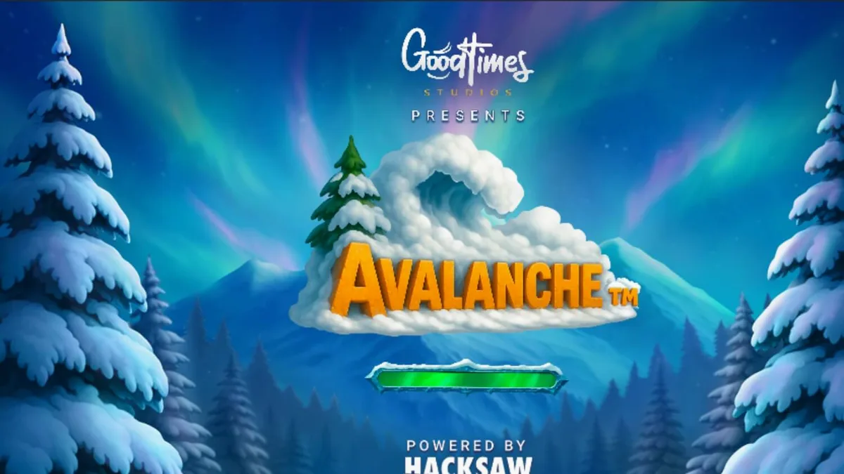 Avalanche slot game screen na may mga animated na karakter sa isang Alpine setting